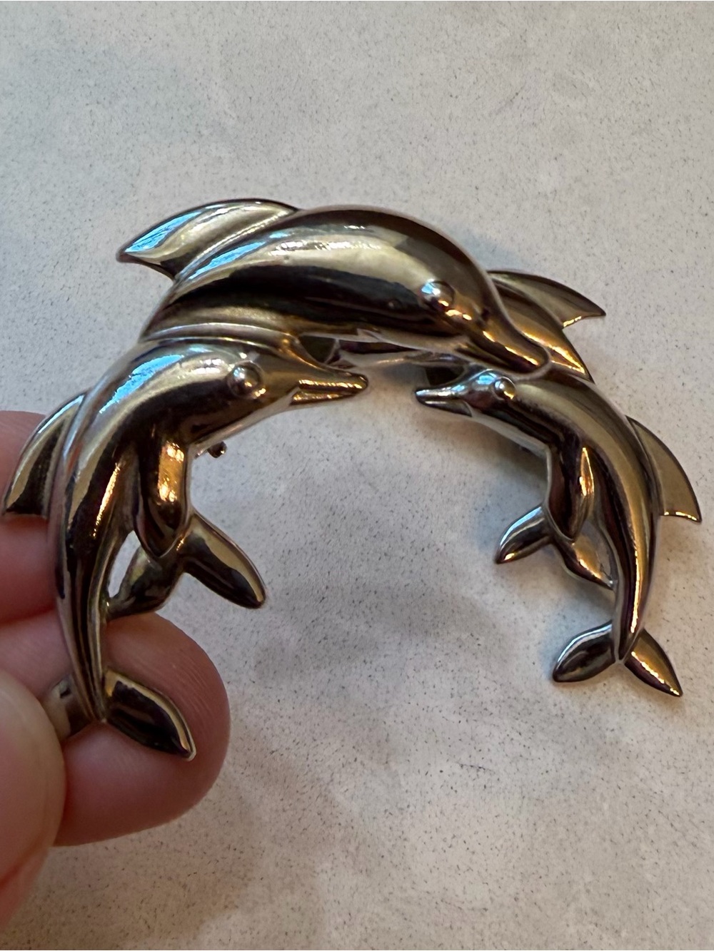 Silver-tone Dolphin Clip-On Earrings - Picture 2 of 3